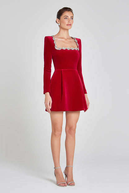 Eliza - Long Sleeve Velvet Dress